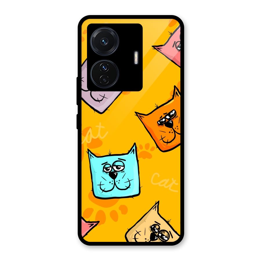 Cute Cat Pattern Glass Back Case for Vivo iQOO Z6 Pro