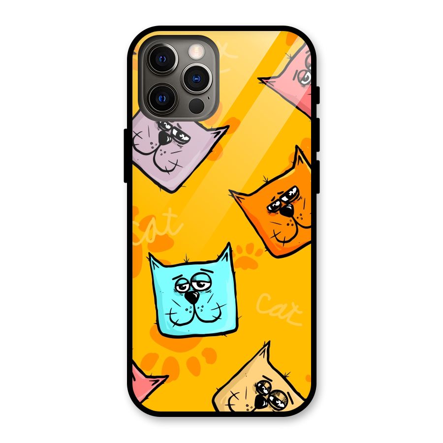 Cute Cat Pattern Glass Back Case for iPhone 12 Pro