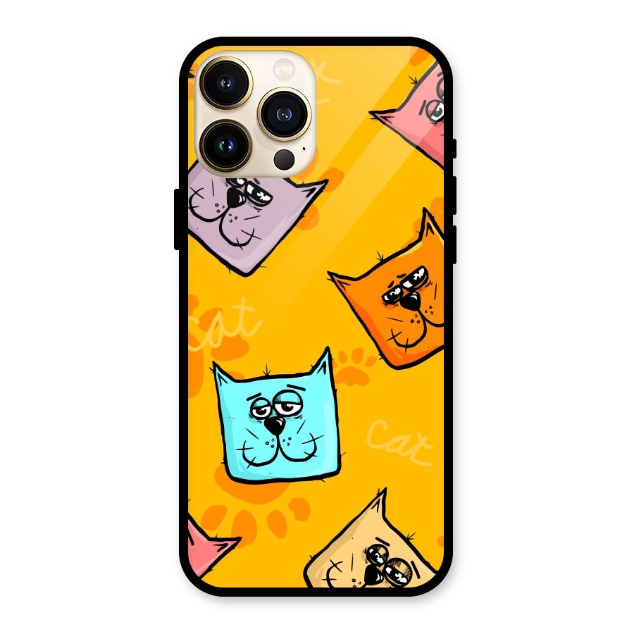 Cute Cat Pattern Glass Back Case for iPhone 13 Pro Max