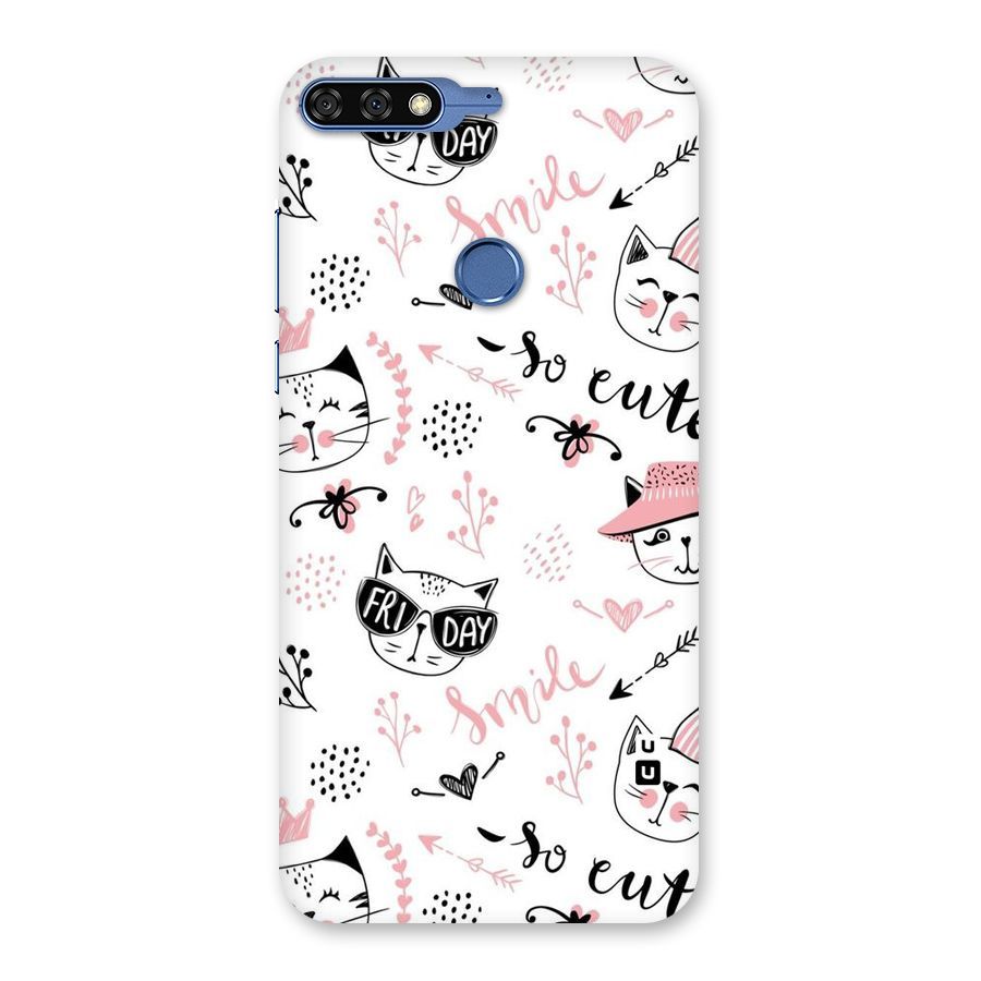 Cute Cat Swag Back Case for Honor 7C