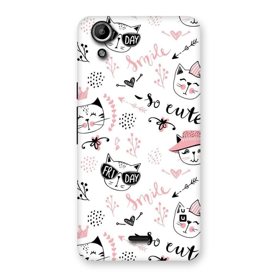 Cute Cat Swag Back Case for Micromax Canvas Selfie Lens Q345