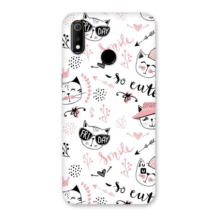 Cute Cat Swag Back Case for Realme 3