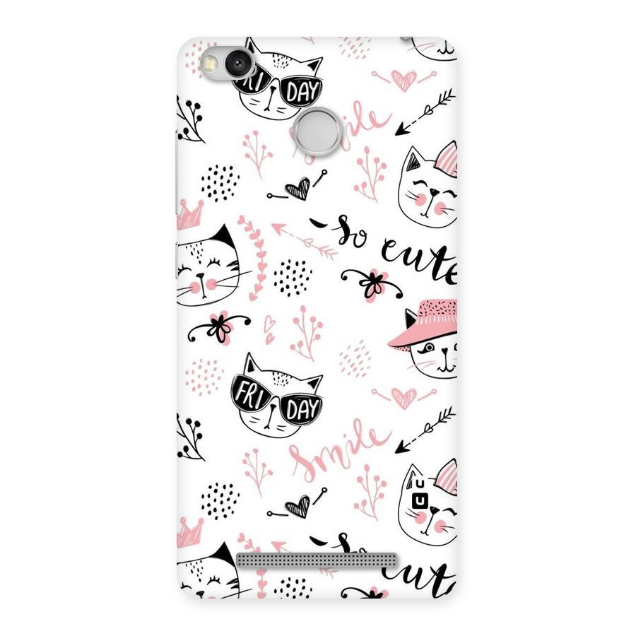 Cute Cat Swag Back Case for Redmi 3S Prime