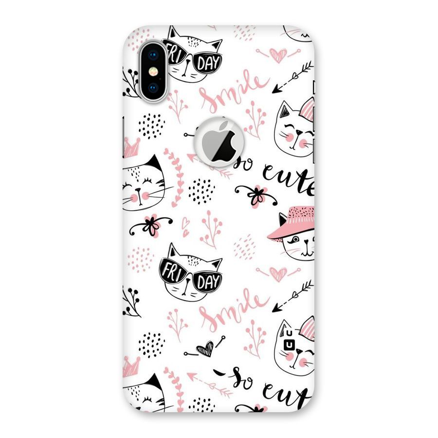 Cute Cat Swag Back Case for iPhone X Logo Cut