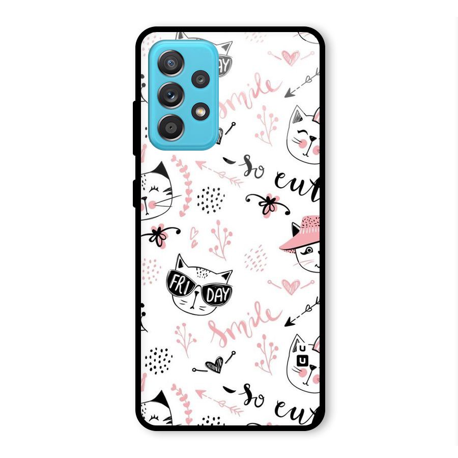 Cute Cat Swag Glass Back Case for Galaxy A52