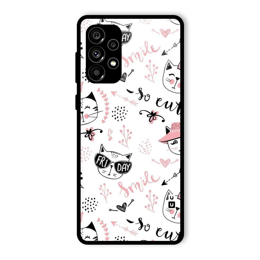 Cute Cat Swag Glass Back Case for Galaxy A73 5G