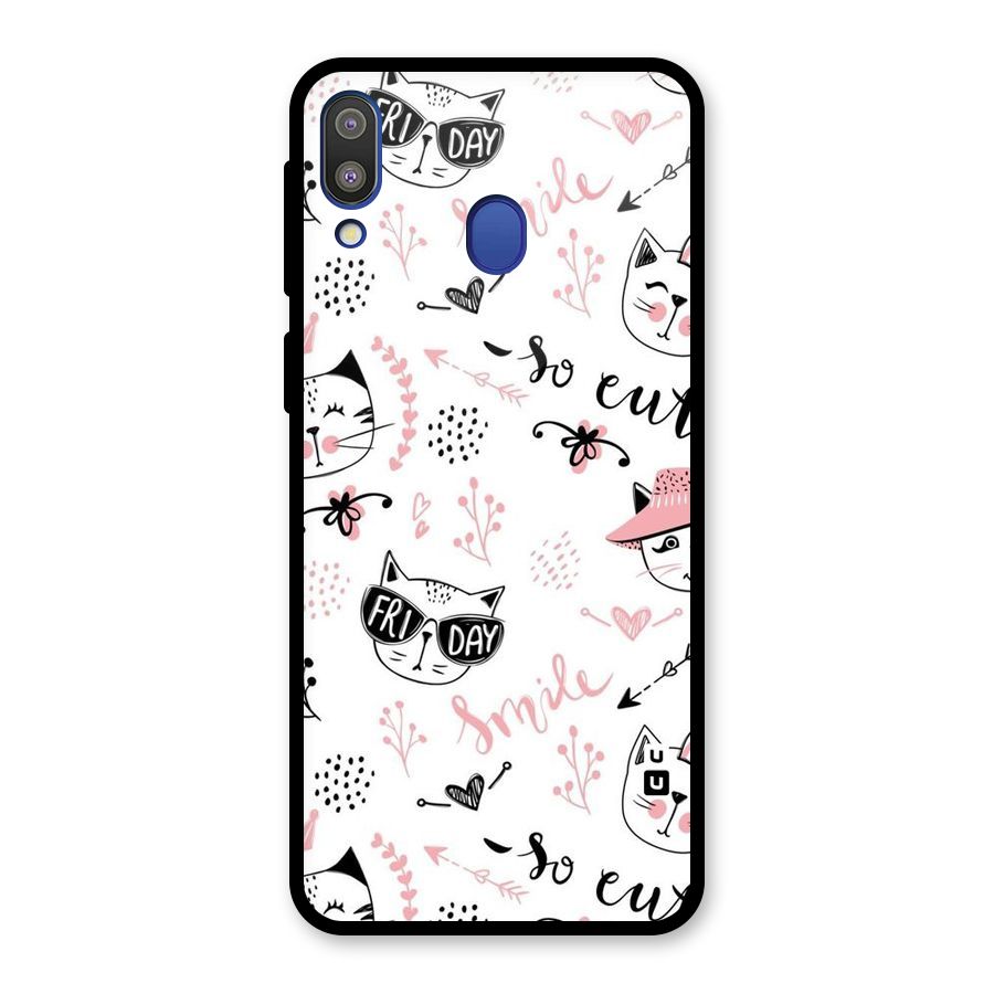 Cute Cat Swag Glass Back Case for Galaxy M20
