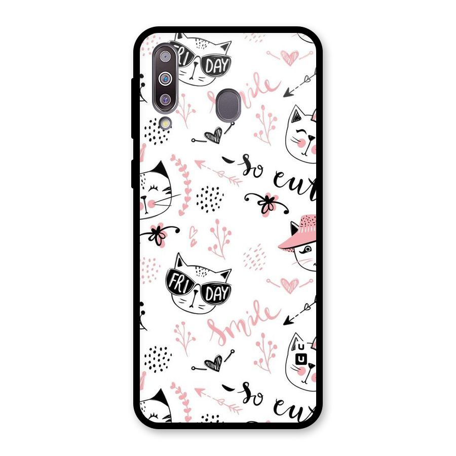 Cute Cat Swag Glass Back Case for Galaxy M30