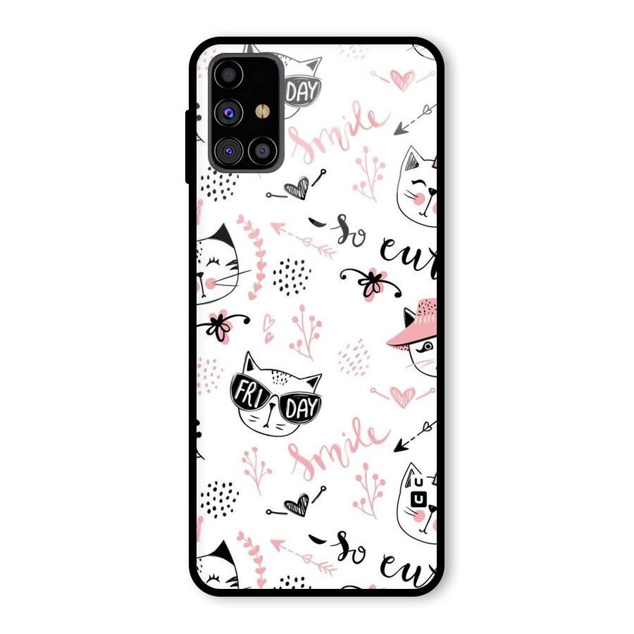 Cute Cat Swag Glass Back Case for Galaxy M31s
