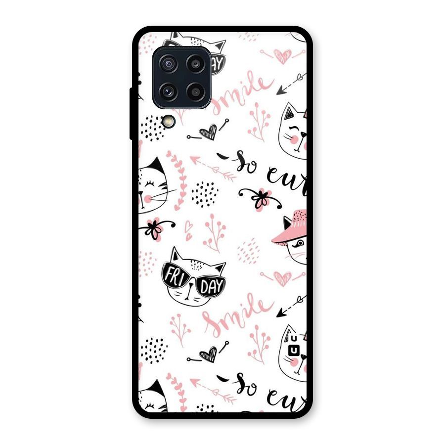 Cute Cat Swag Glass Back Case for Galaxy M32
