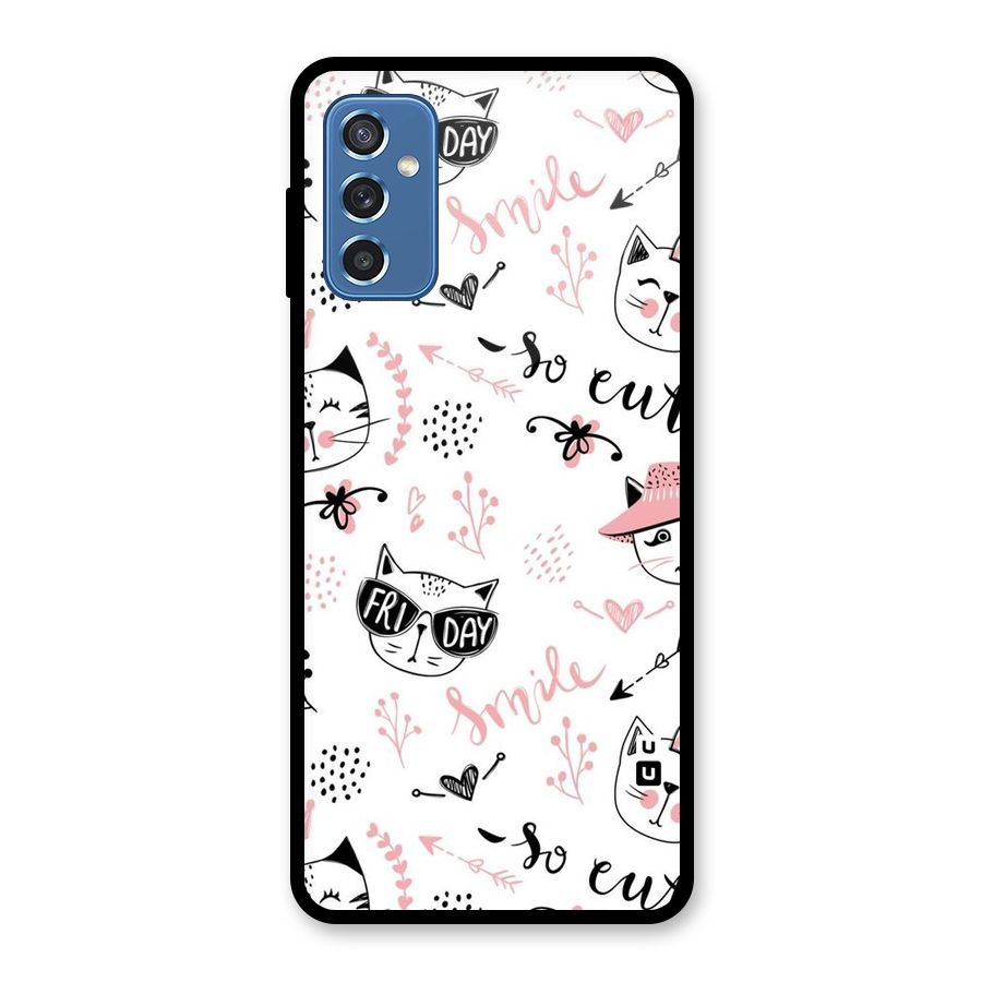 Cute Cat Swag Glass Back Case for Galaxy M52 5G
