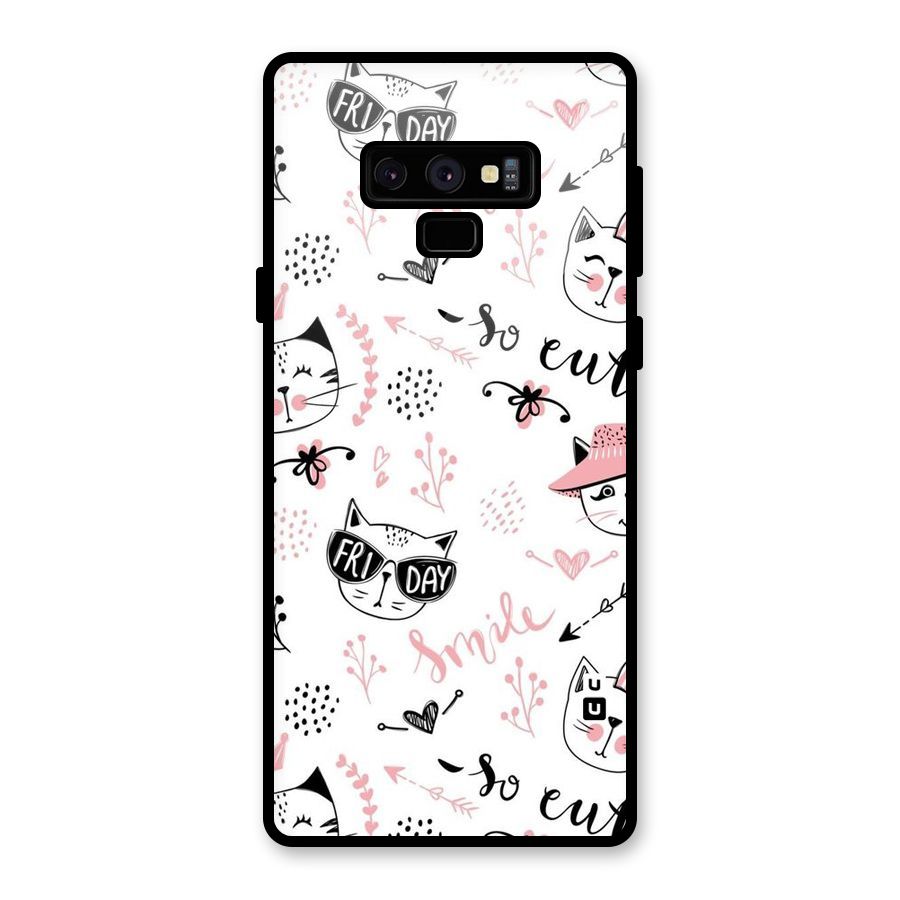 Cute Cat Swag Glass Back Case for Galaxy Note 9