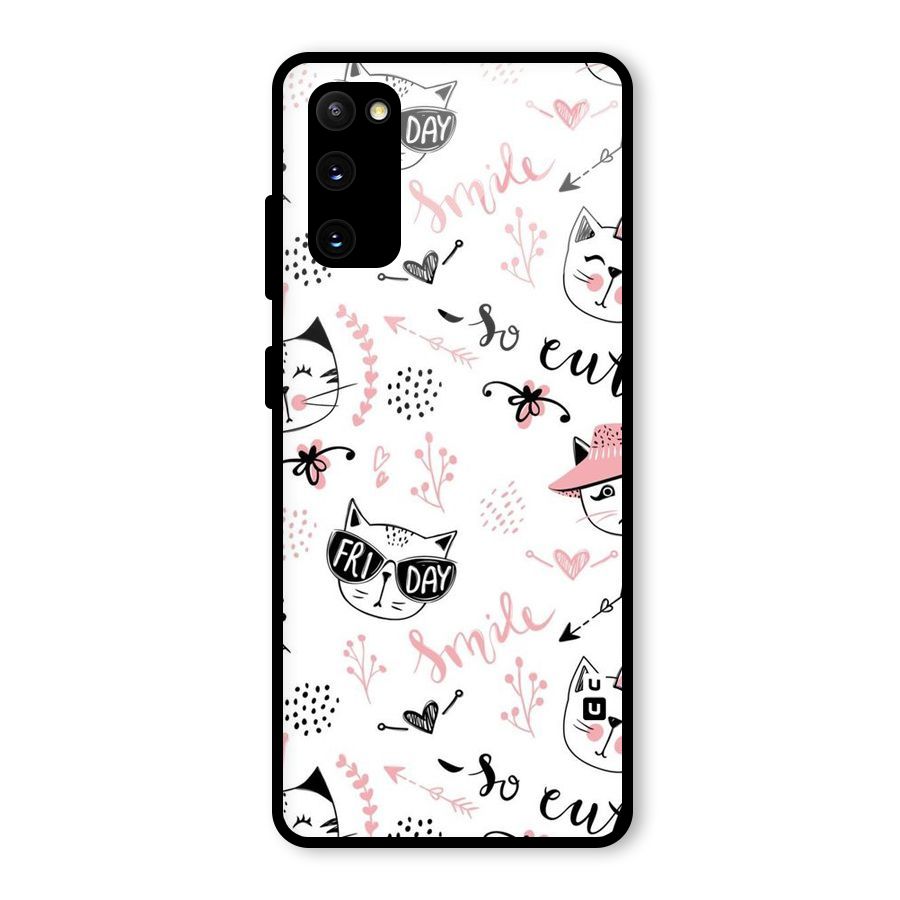 Cute Cat Swag Glass Back Case for Galaxy S20 FE 5G