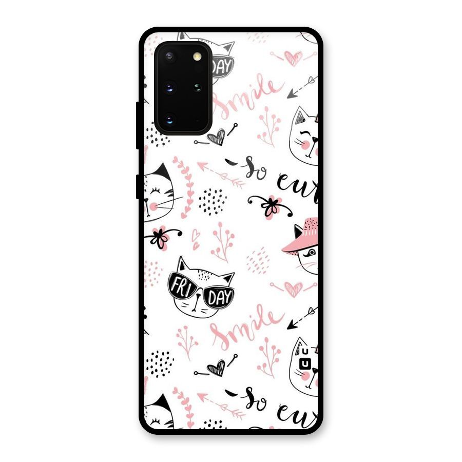 Cute Cat Swag Glass Back Case for Galaxy S20 Plus