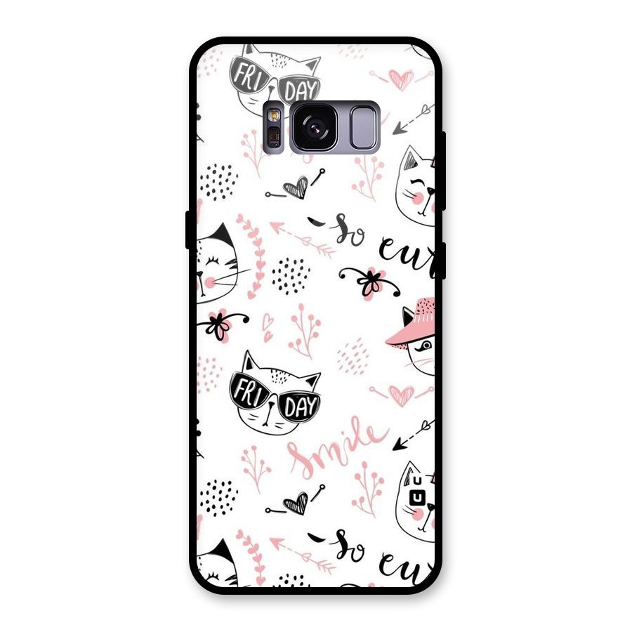 Cute Cat Swag Glass Back Case for Galaxy S8