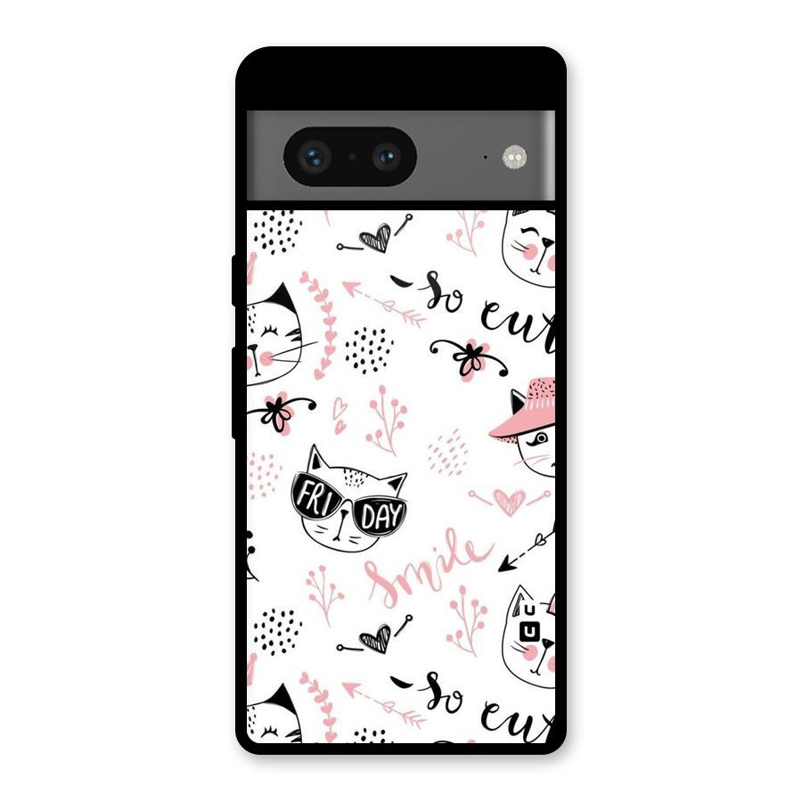 Cute Cat Swag Glass Back Case for Google Pixel 7