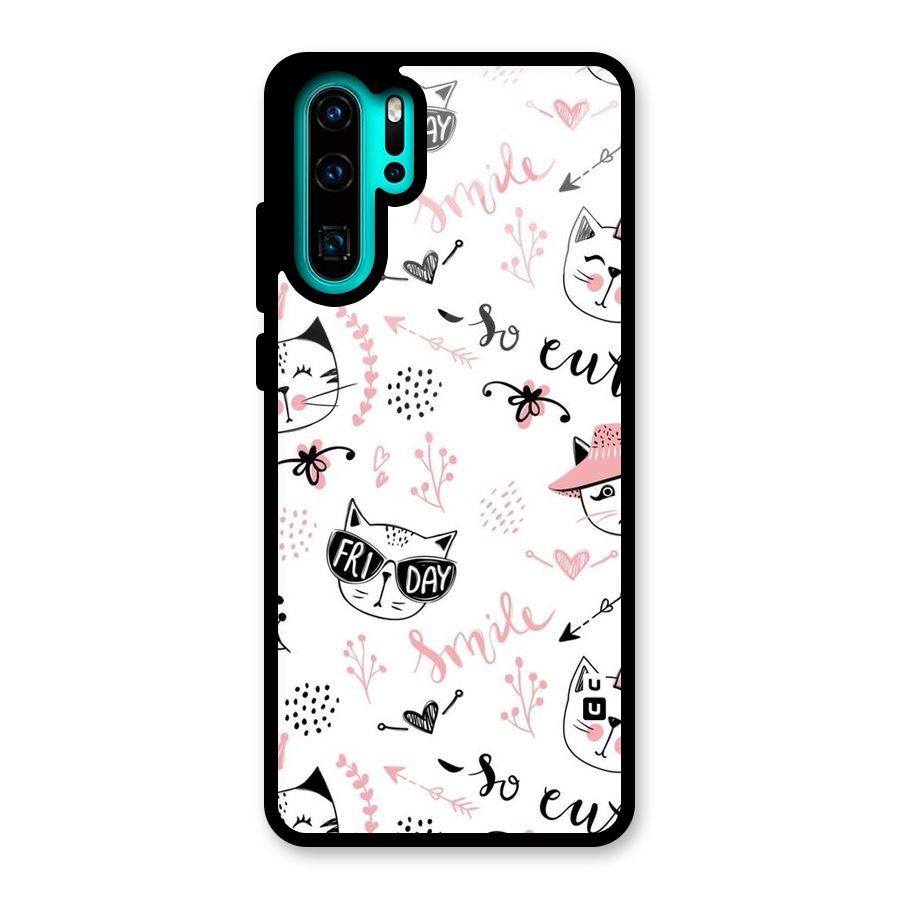 Cute Cat Swag Glass Back Case for Huawei P30 Pro