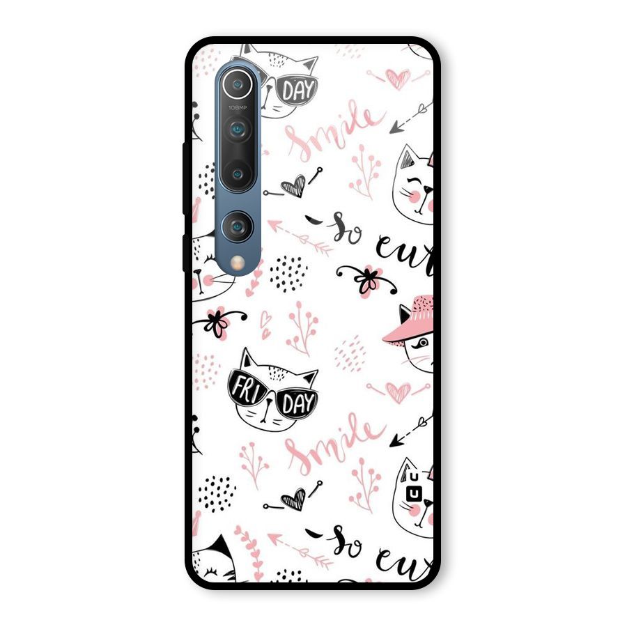 Cute Cat Swag Glass Back Case for Mi 10