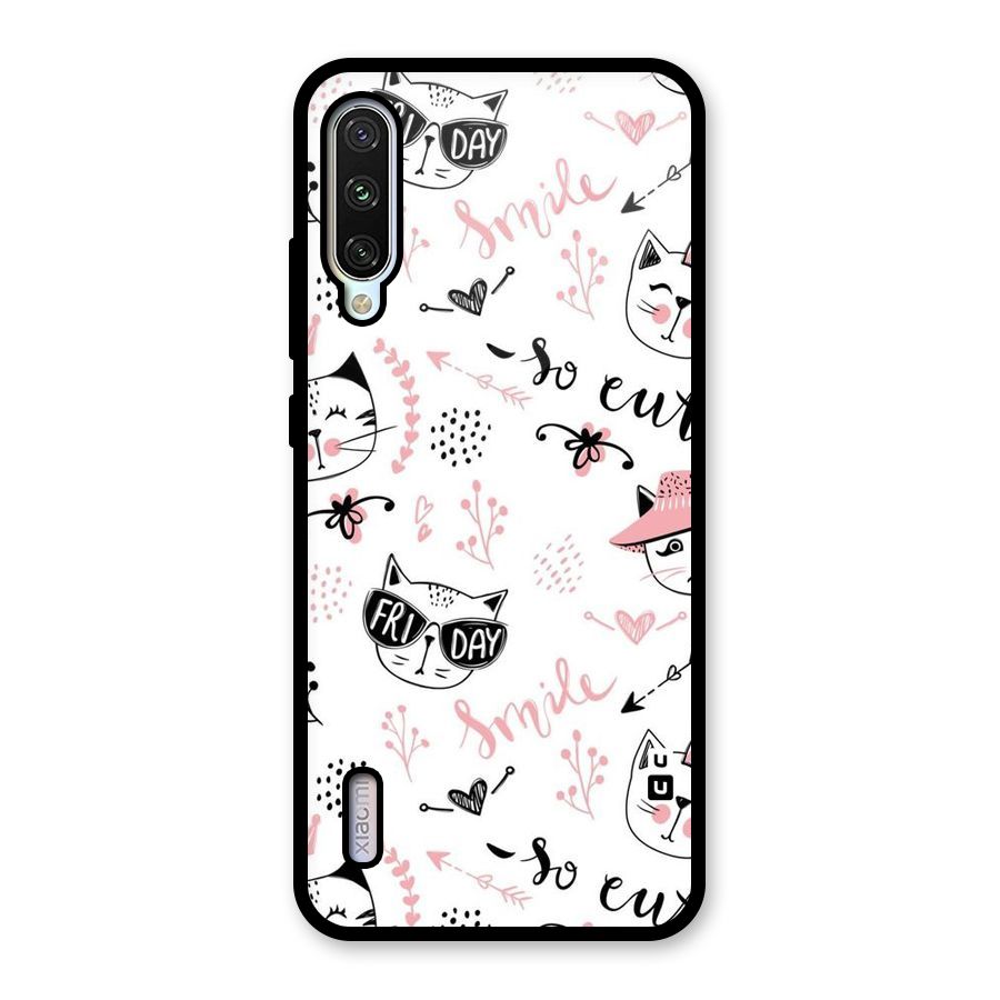 Cute Cat Swag Glass Back Case for Mi A3