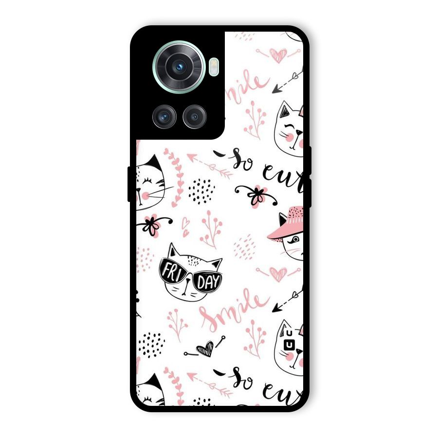 Cute Cat Swag Glass Back Case for OnePlus 10R