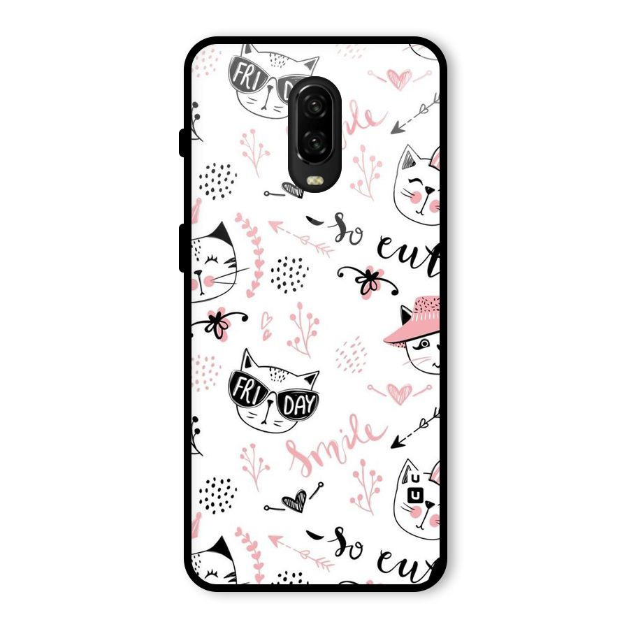 Cute Cat Swag Glass Back Case for OnePlus 6T