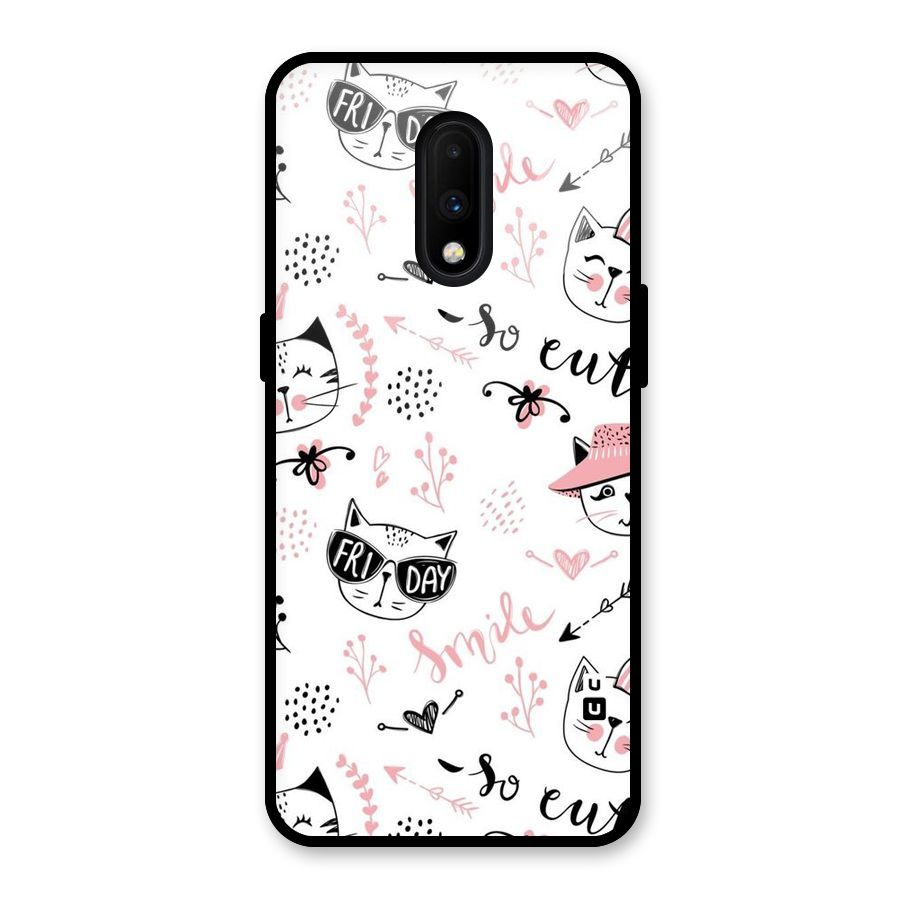 Cute Cat Swag Glass Back Case for OnePlus 7