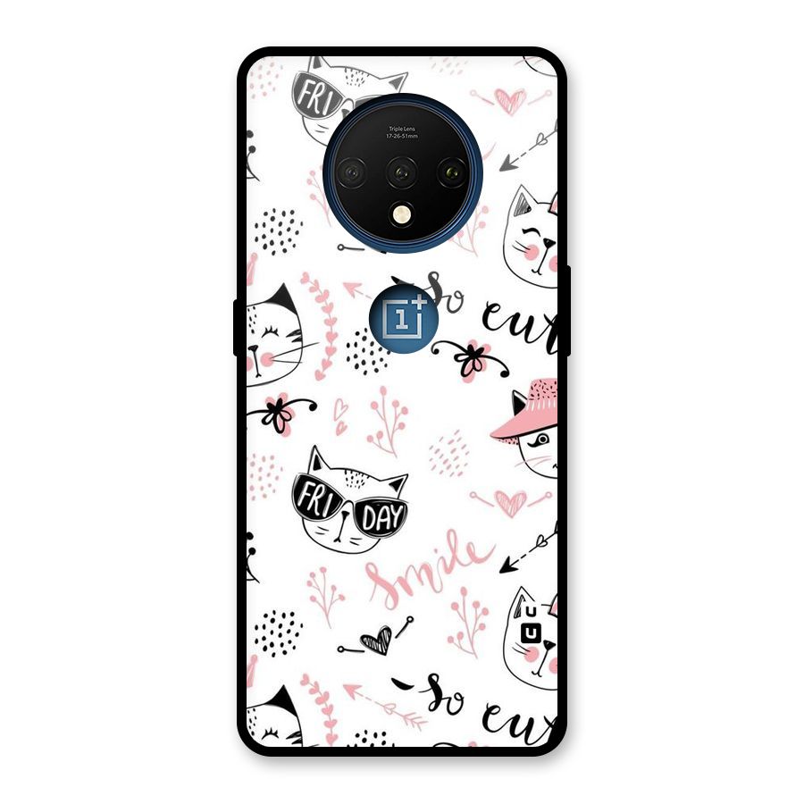 Cute Cat Swag Glass Back Case for OnePlus 7T