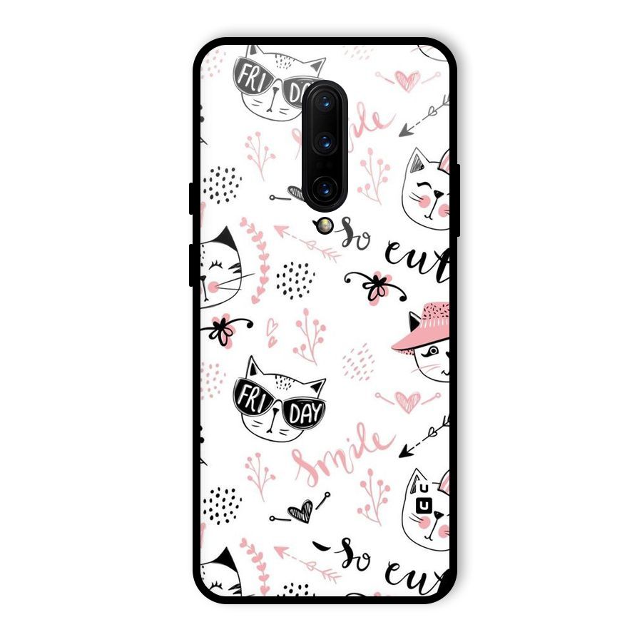 Cute Cat Swag Glass Back Case for OnePlus 7 Pro