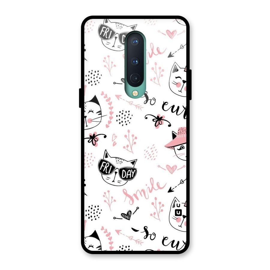 Cute Cat Swag Glass Back Case for OnePlus 8
