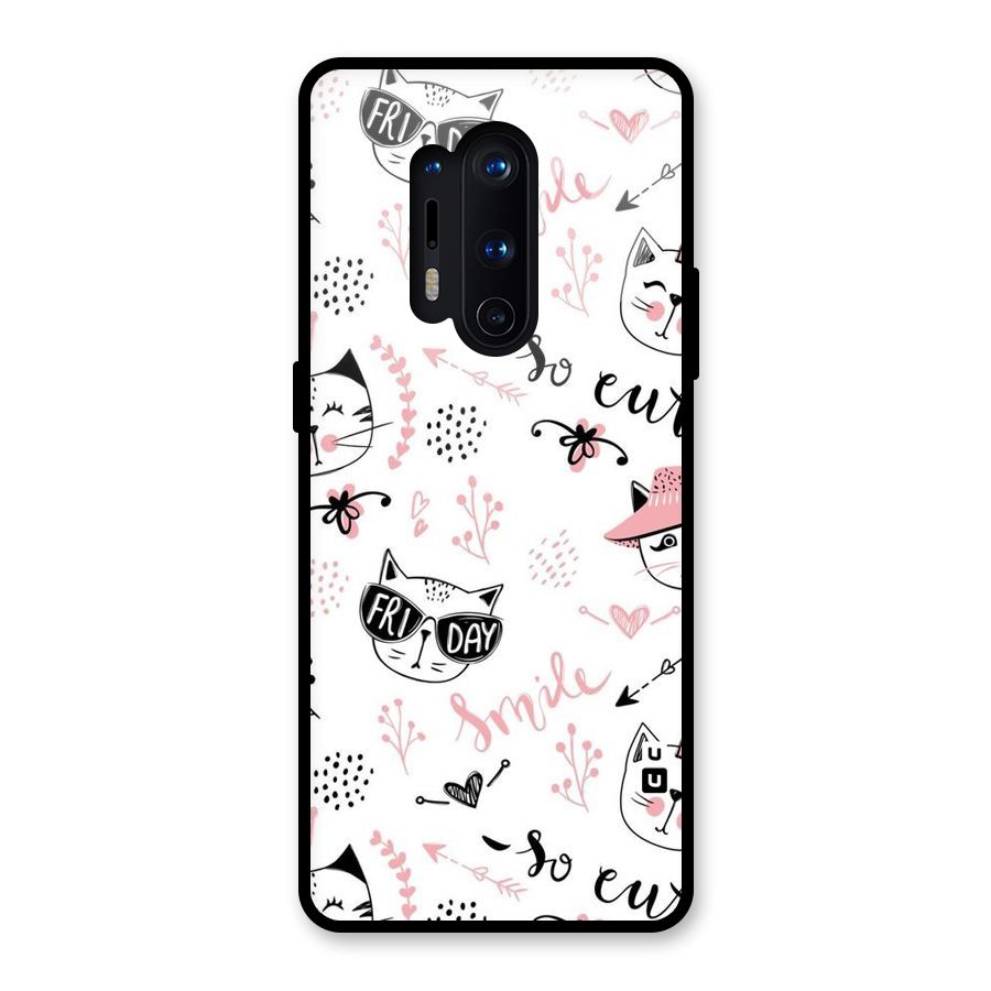 Cute Cat Swag Glass Back Case for OnePlus 8 Pro