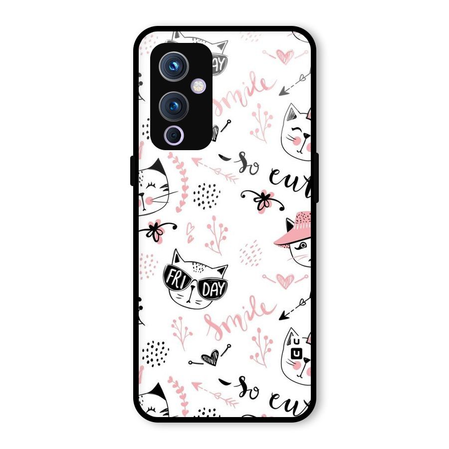 Cute Cat Swag Glass Back Case for OnePlus 9