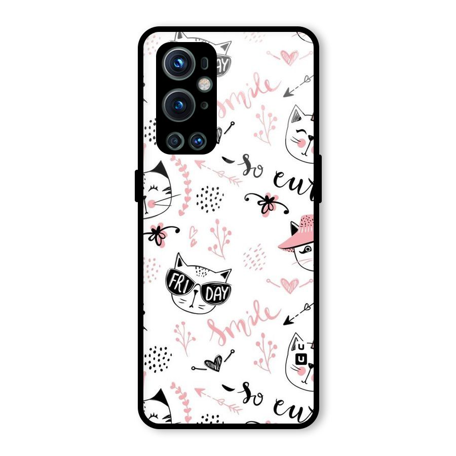 Cute Cat Swag Glass Back Case for OnePlus 9 Pro