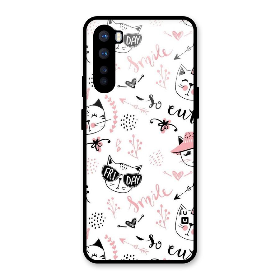 Cute Cat Swag Glass Back Case for OnePlus Nord