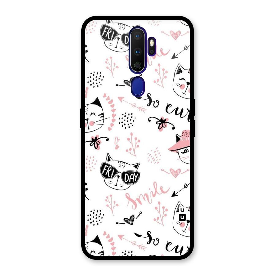 Cute Cat Swag Glass Back Case for Oppo A9 (2020)