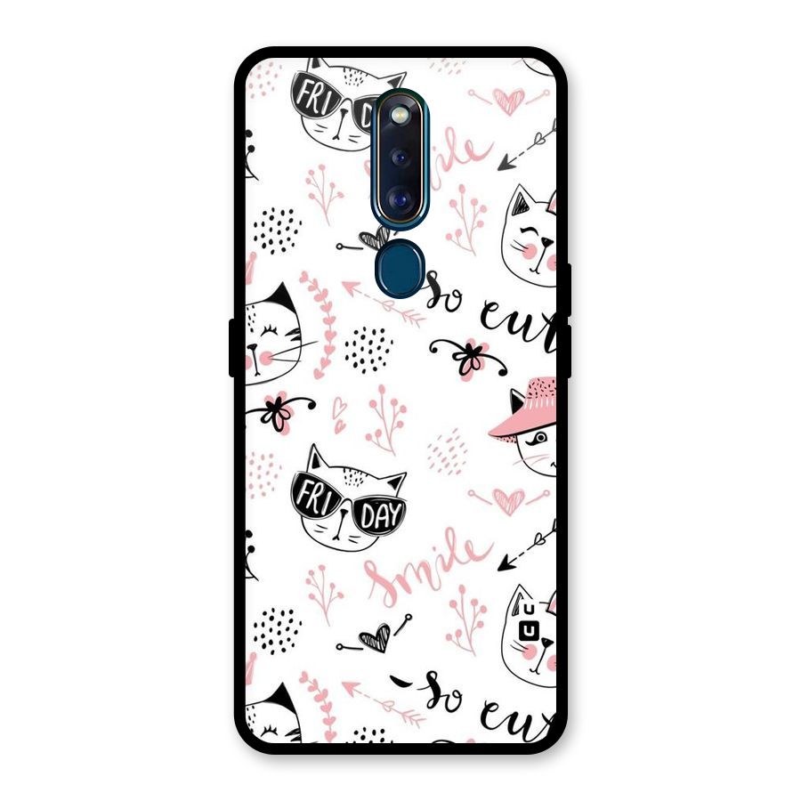 Cute Cat Swag Glass Back Case for Oppo F11 Pro