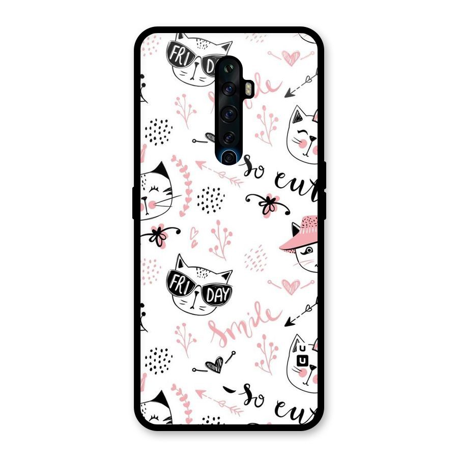 Cute Cat Swag Glass Back Case for Oppo Reno2 F