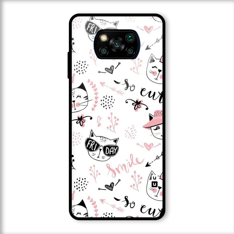 Cute Cat Swag Glass Back Case for Poco X3