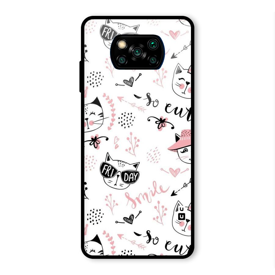 Cute Cat Swag Glass Back Case for Poco X3 Pro