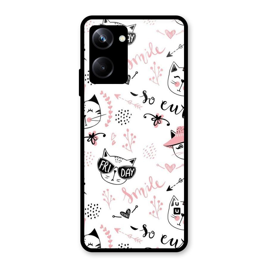 Cute Cat Swag Glass Back Case for Realme 10 Pro