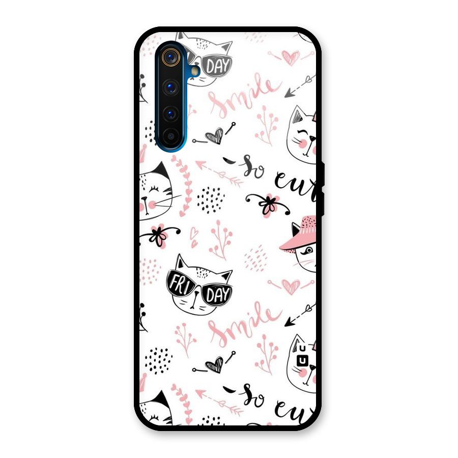 Cute Cat Swag Glass Back Case for Realme 6 Pro