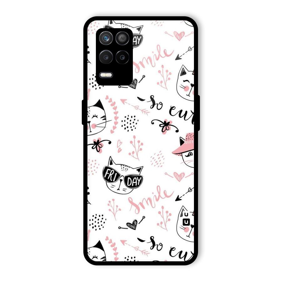 Cute Cat Swag Glass Back Case for Realme 8 5G