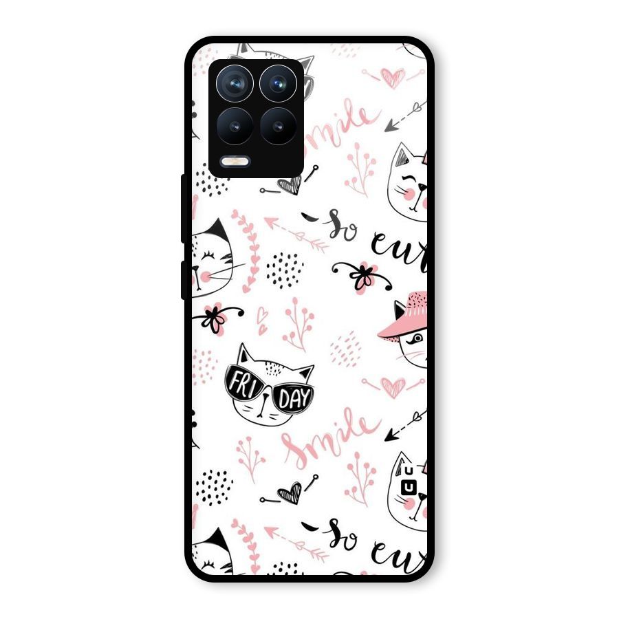 Cute Cat Swag Glass Back Case for Realme 8 Pro
