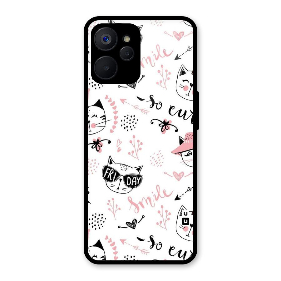 Cute Cat Swag Glass Back Case for Realme 9i 5G