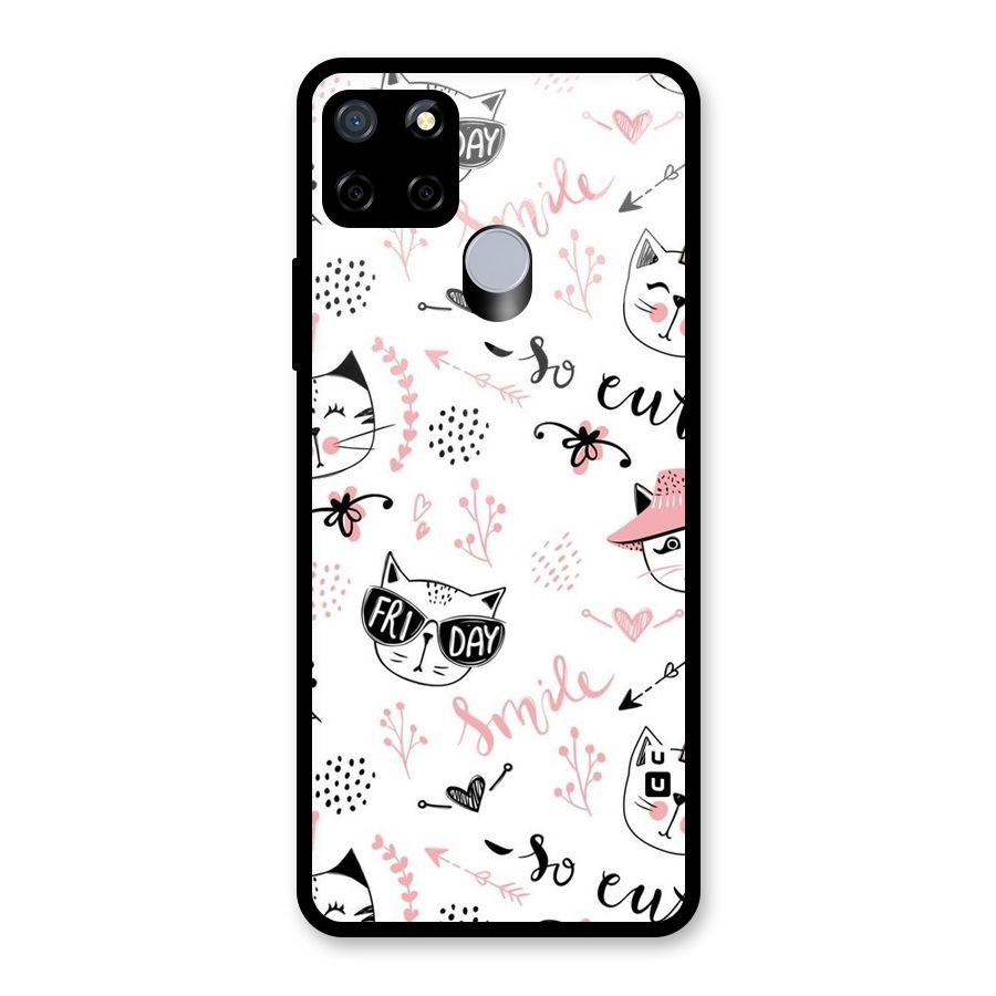 Cute Cat Swag Glass Back Case for Realme C12
