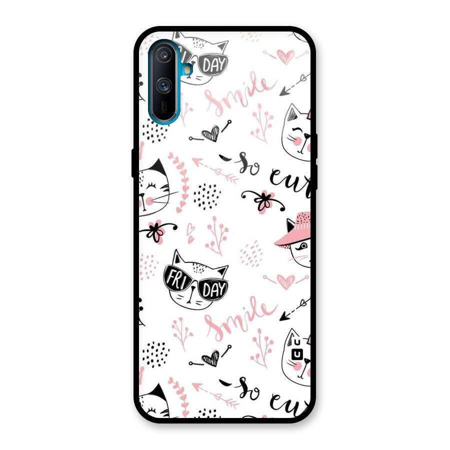 Cute Cat Swag Glass Back Case for Realme C3