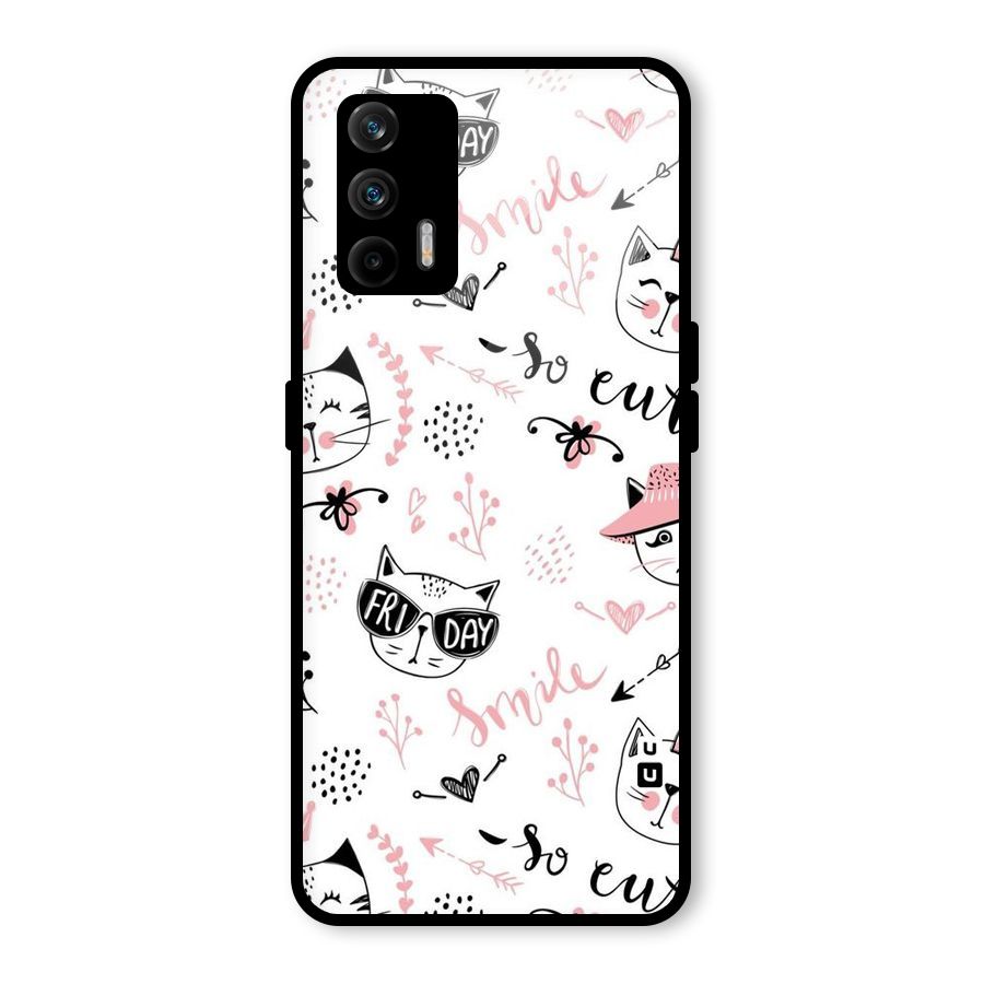 Cute Cat Swag Glass Back Case for Realme GT 5G