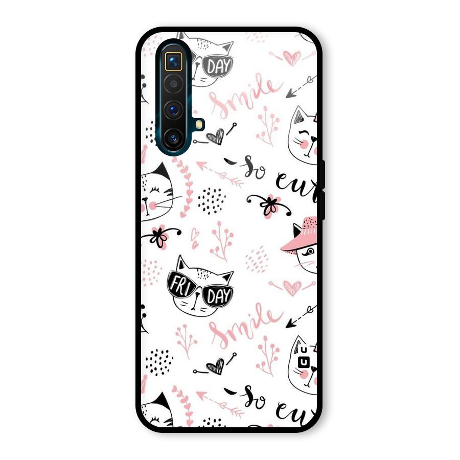 Cute Cat Swag Glass Back Case for Realme X3