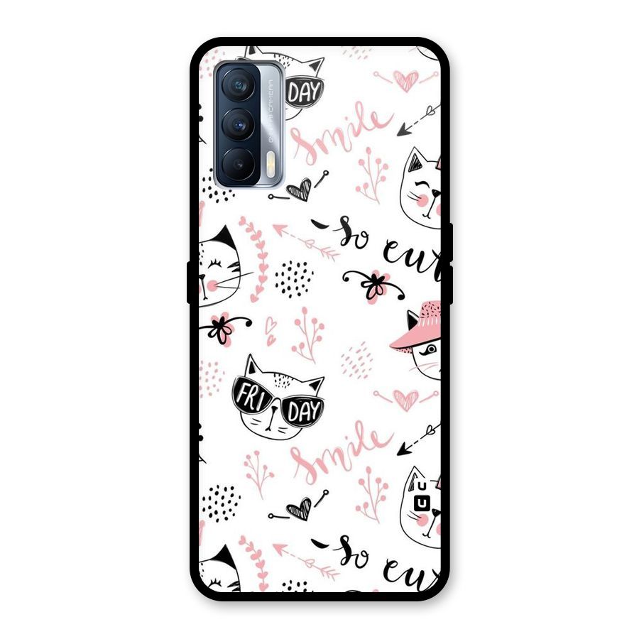 Cute Cat Swag Glass Back Case for Realme X7