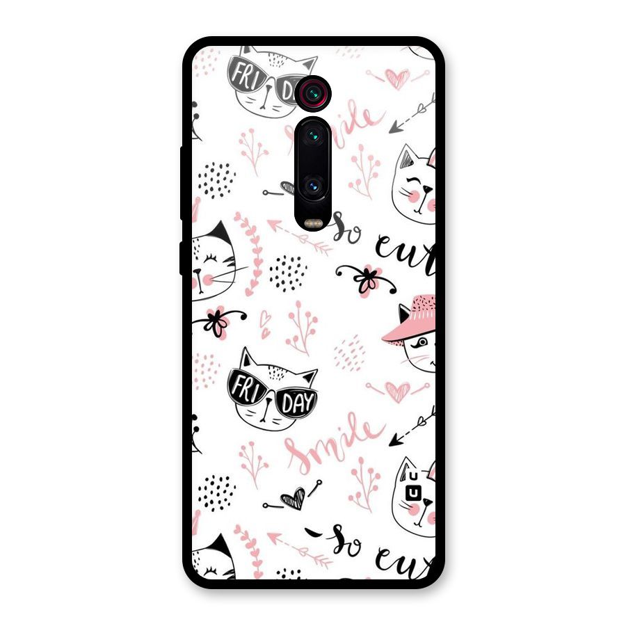 Cute Cat Swag Glass Back Case for Redmi K20 Pro