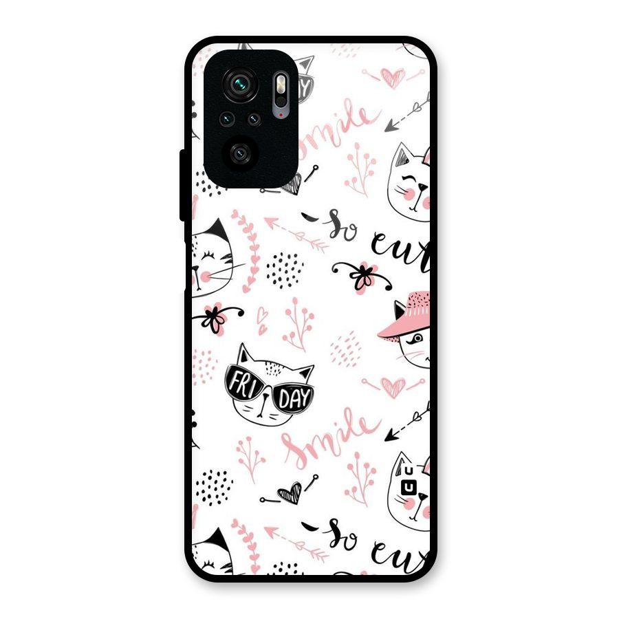 Cute Cat Swag Glass Back Case for Redmi Note 10S